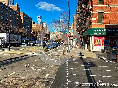 Multiple transportation lanes in Manhattan Editorial Stock Photo