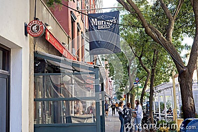 Murrays Bagels banner on Sixth Ave NYC Editorial Stock Photo