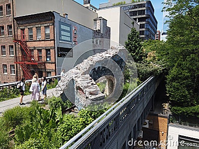 New York, NY, USA. Views and landscapes around the High Line. A famous landmark and a public park on the west side of Manhattan Editorial Stock Photo