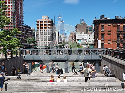 New York, NY, USA. Views and landscapes around the High Line. A famous landmark and a public park on the west side of Manhattan Editorial Stock Photo