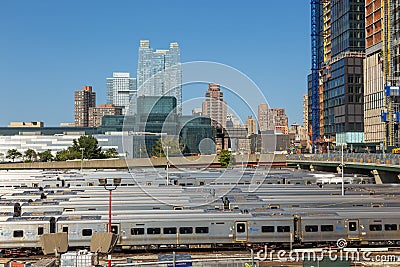 Trains at the terminus railway station, 30th St Terminal. Editorial Stock Photo