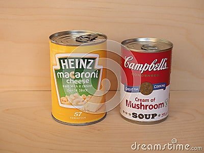 NEW YORK - OCT 2020: Heinz and Campbell\'s cans Editorial Stock Photo