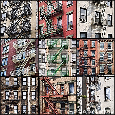 New York outside fire escape safety stairs Stock Photo