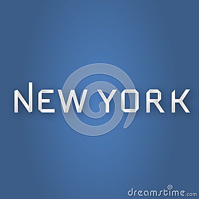 New York paper text on blue background Cartoon Illustration