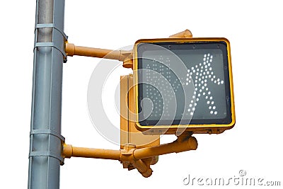 New York pedestrian traffic light on white with clipping path Stock Photo