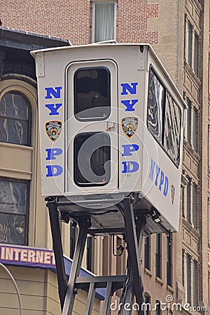 New York Police Department Pop Up Surveillance Booth Editorial Stock Photo