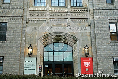 New York Presbyterian Hospital, main entrance Editorial Stock Photo