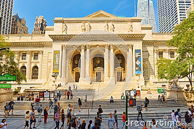 New York Public Library Main Branch in Bryant Park. USA. Editorial Stock Photo