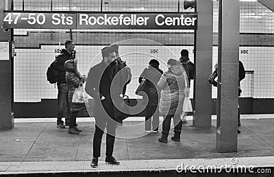 New York Rockefeller Center People Taking the Subway to Work City Commute MTA Train Editorial Stock Photo