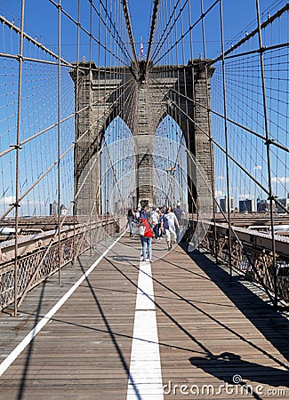 Unique Silhouette of Brooklyn Bridge New York City Editorial Stock Photo