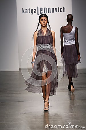 NEW YORK - SEPTEMBER 06: A Model walks runway for Katya Leonovich Spring Summer 2015 fashion show Editorial Stock Photo