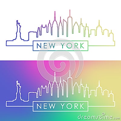 New York skyline. Colorful linear style. Vector Illustration