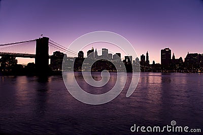 New York skyline at night Stock Photo