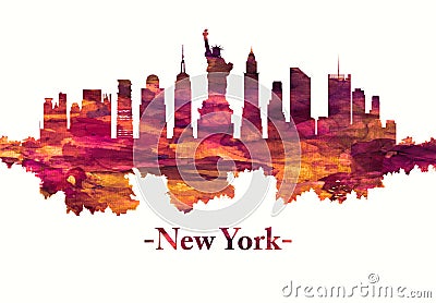 New York skyline in red Stock Photo