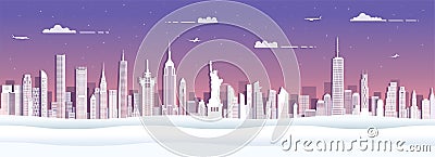 New York skyline silhouette in paper cut style Vector Illustration