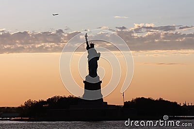 background for postcard Statue of Liberty in New York city Stock Photo
