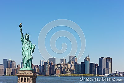 New York skyline with Statute of Liberty Stock Photo