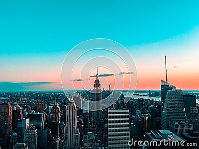 New York skyline at Sunset Stock Photo