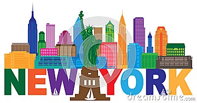 New York Skyline Text Color vector Illustration Vector Illustration