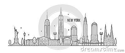 New York skyline USA big city buildings vector Vector Illustration