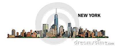 New York skyline, vector colorful illustration Vector Illustration