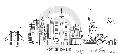 New York skyline line art style Vector Illustration