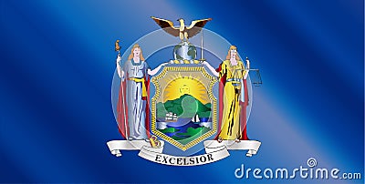 New York State Flag Gloss Vector Illustration