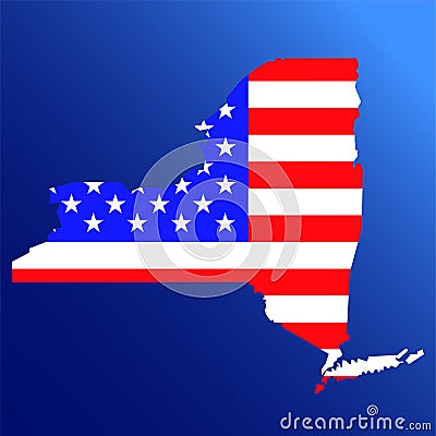 New York state map with American national flag Vector Illustration
