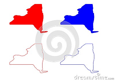 New York State Map Cartoon Illustration