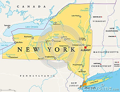 New York State NYS, political map Vector Illustration