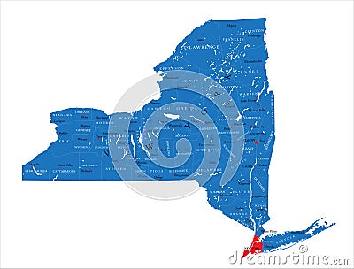 New York state political map Vector Illustration