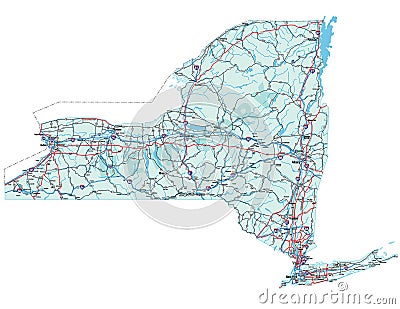 New York State Road Map Vector Illustration