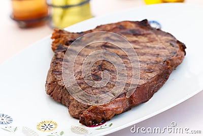 New York Strip Steak on the plate Stock Photo