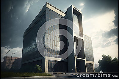 New york style administrative building seven floors high concrete and glass material and some part of metal Stock Photo