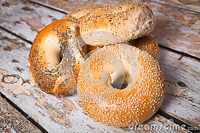 New York Style Bagels Stock Photo