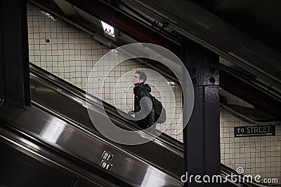 New york subway escalator going up Editorial Stock Photo
