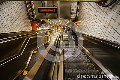 New York subway escalator Editorial Stock Photo