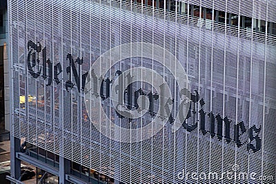 The New york times Journal Building, street view Manhattan, New York city, USA Editorial Stock Photo