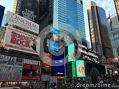 New York Times Square building school rock Broadway comÃ©die musicale Editorial Stock Photo