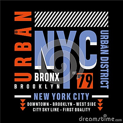 new york typography graphic design tee for t shirt Vector Illustration