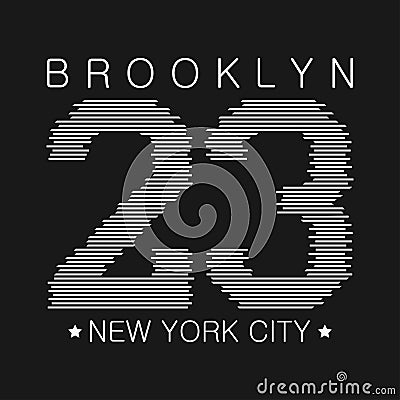 New York typography graphics. Brooklyn print for number t-shirt, design of athletic clothes. Stamp for sport original apparel. Vector Illustration