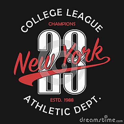 New York typography for number t-shirt. Original sportswear print. Athletic apparel typography. Graphic for design clothes. Vector Vector Illustration