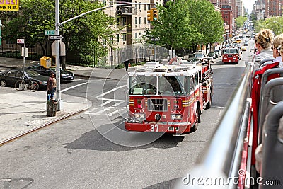 New York, New York, United States - April 14, 2011: Fire truck New York street Editorial Stock Photo