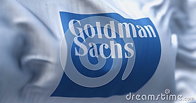 Close-up of Goldman Sachs bank flag waving Cartoon Illustration