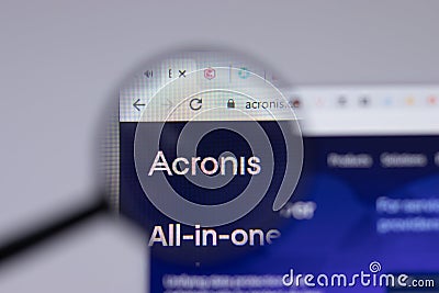 New York, USA - 26 April 2021: Acronis logo close-up on website page, Illustrative Editorial Editorial Stock Photo