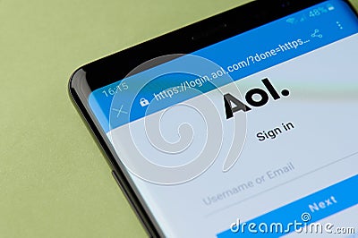 Aol app interface Editorial Stock Photo