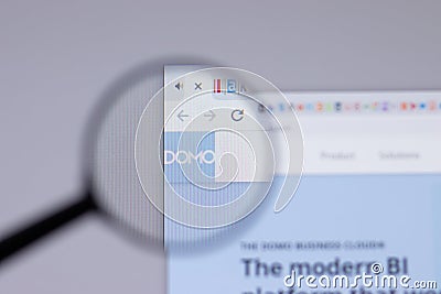 New York, USA - 26 April 2021: Domo logo close-up on website page, Illustrative Editorial Editorial Stock Photo