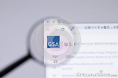 New York, USA - 26 April 2021: General Services Administration GSA logo close-up on website page, Illustrative Editorial Editorial Stock Photo