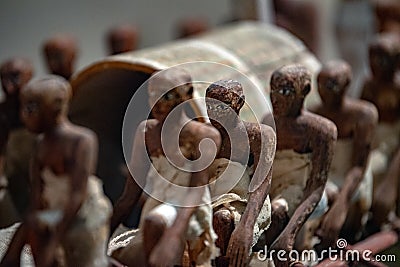 NEW YORK, USA - APRIL 23 2017 - egyptian wood boat at Metropolitan Museum Editorial Stock Photo