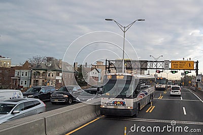 NEW YORK, USA - APRIL 24 2017 - Traffic from NY to New Jersey Editorial Stock Photo